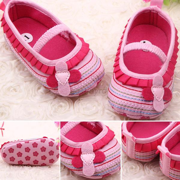 Fancy Girl Baby Flower Ruffled Shoes Toddler Soft Sole Crib Shoes